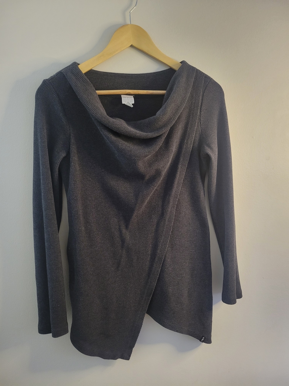 Women's Charcoal Cowl Neck Wrap Sweater